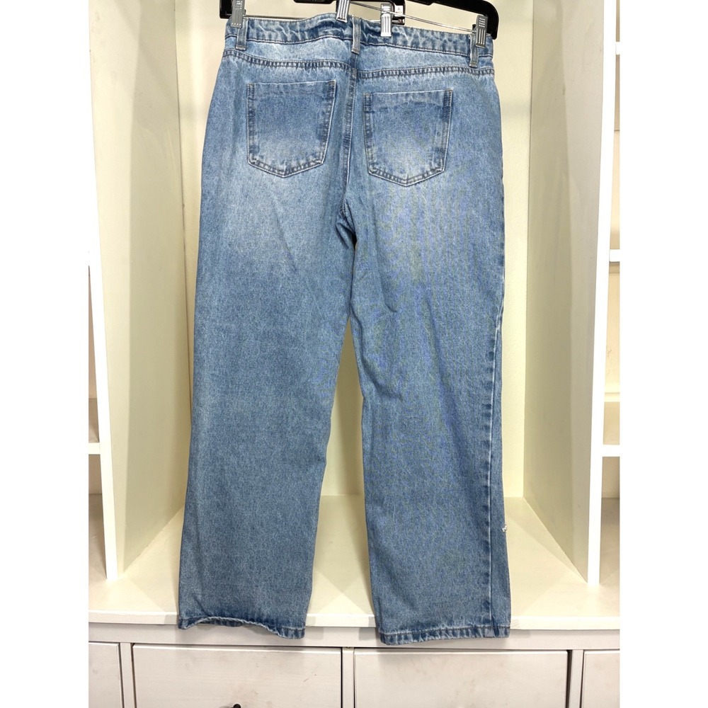 Banjara Pearl Starburst Embellished High Rise Straight Leg Jeans Blue 11/29 - Picture 2 of 11